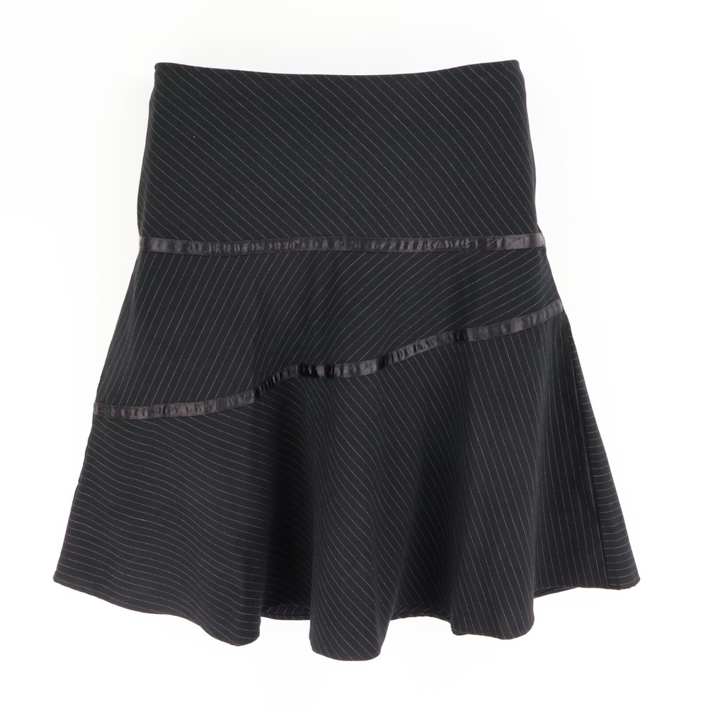 Wet Seal Skirt Womens‎ Size L Black Striped Polyester Blend Zip Closure Ruffles